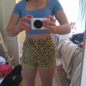 sexy yellow leopard print shorts